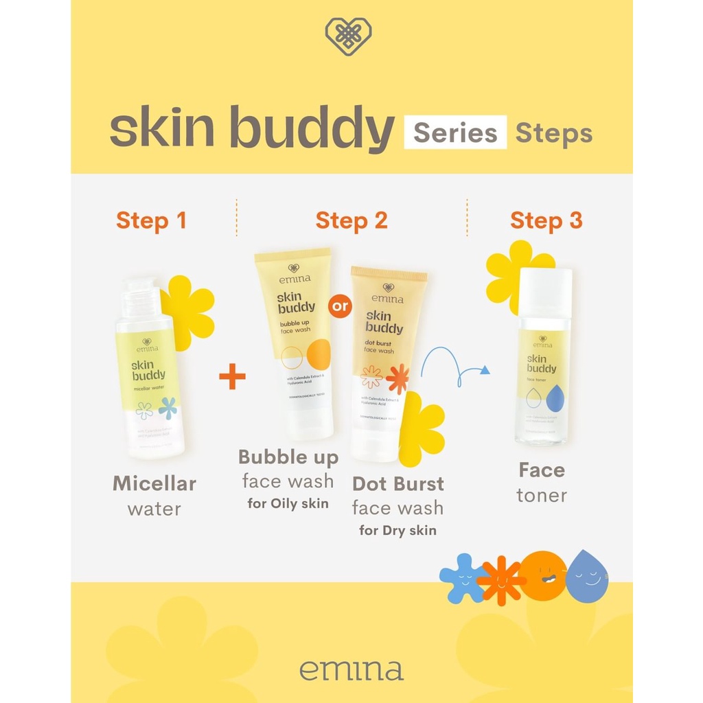 Emina Series Skin Buddy / Emina Skin Buddy All Varian / Emina Skin Buddy Face Wash / Emina Skin Buddy Micellar Water / Emina Skin Buddy Face Toner