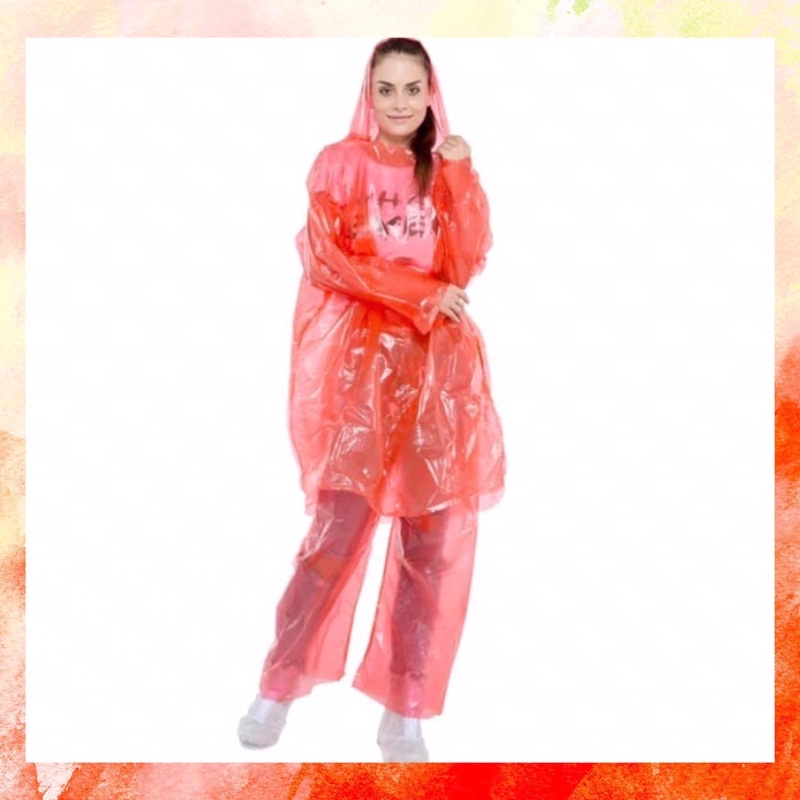 JAS HUJAN PLASTIK LDPE JAKET SETELAN BAJU CELANA JAS HUJAN MOTOR DISPOSABLE RAINCOAT