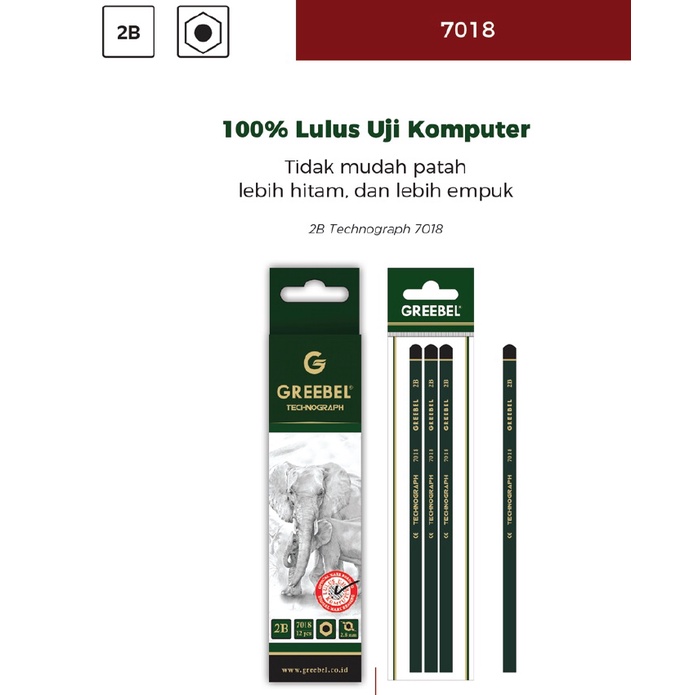 

Greebel Pensil Pencil 2B Technograph Raffine 2.8mm [100% Lulus Uji Komputer]