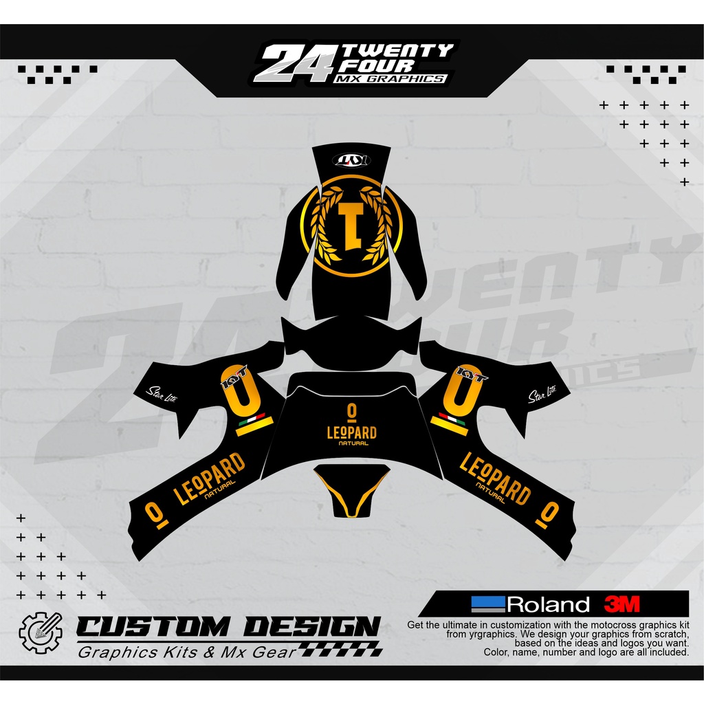DECAL STICKER HELM KYT  Rc 7 leopard gold