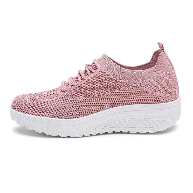 [GROSIR][COD] SEVEN_DAY SEPATU RAJUT WEDGES WANITA OLAHRAGA IMPORT CASUAL SPORT SHOES PINK FZ-022