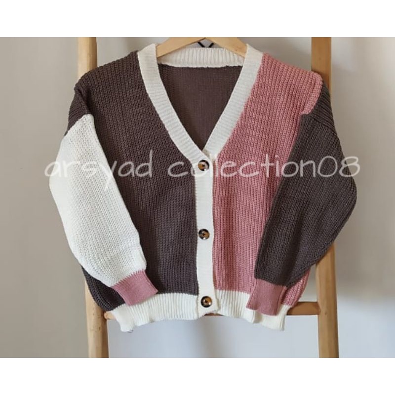 CARDIGAN RAJUT ANAK TWIST |OUTER OUTWEAR KNIT MIX WARNA COMBINE