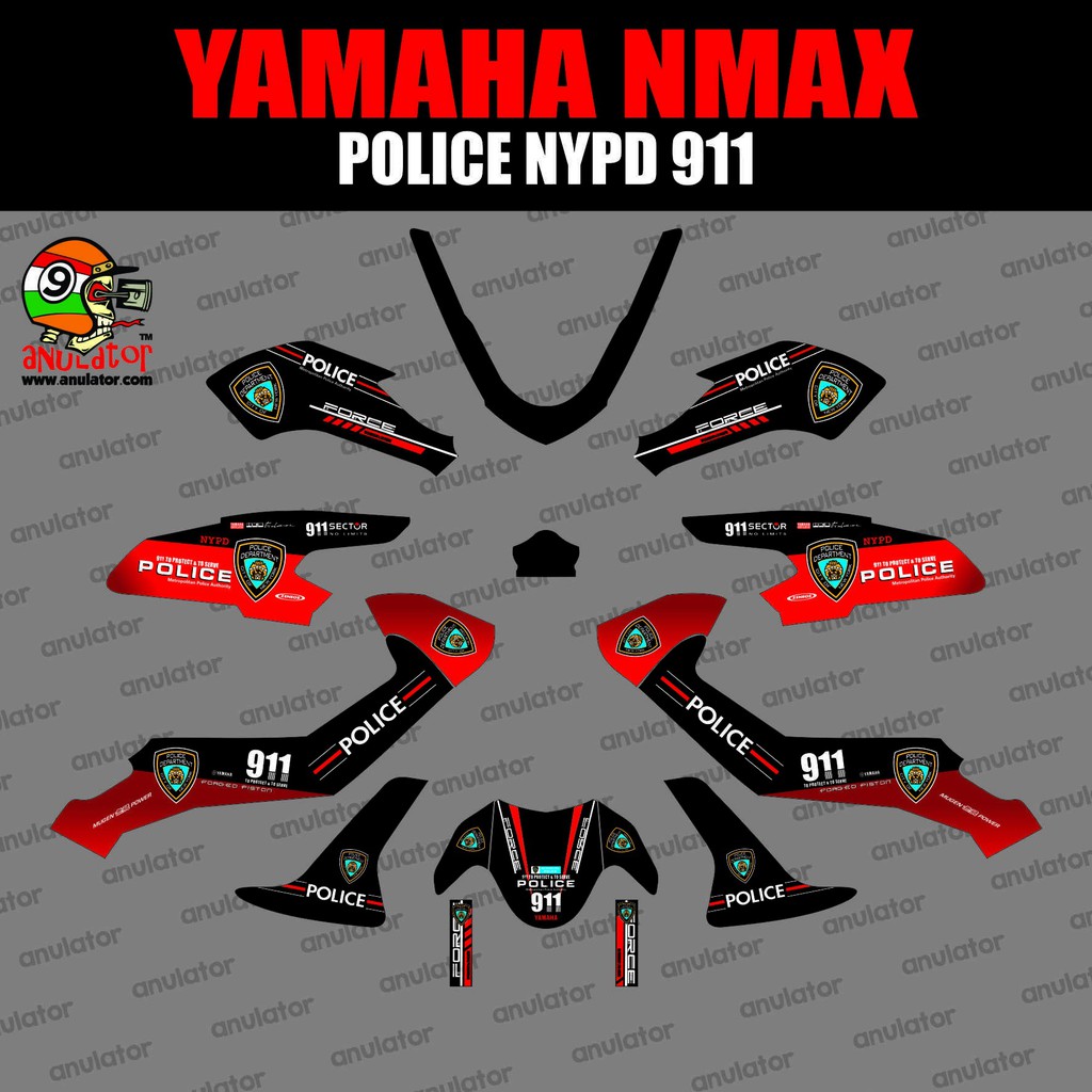 Sticker striping motor stiker Yamaha NMAX Police NYPD 911 SPEC A yuuuuk diorderrr