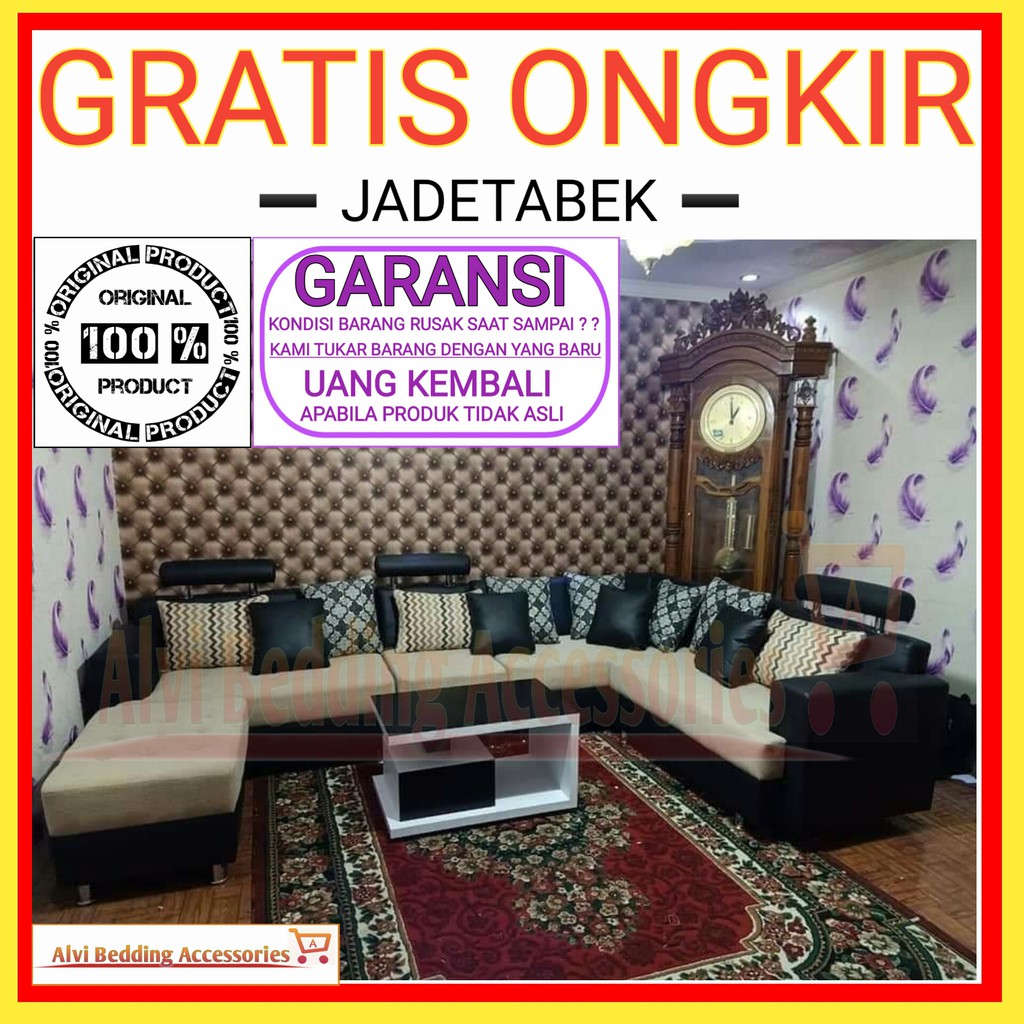 Sofa L Sudut Fuji + Meja Bangku Sofabed Ruang Tamu Kursi  Sofa bed Ruang Tengah Minimalis