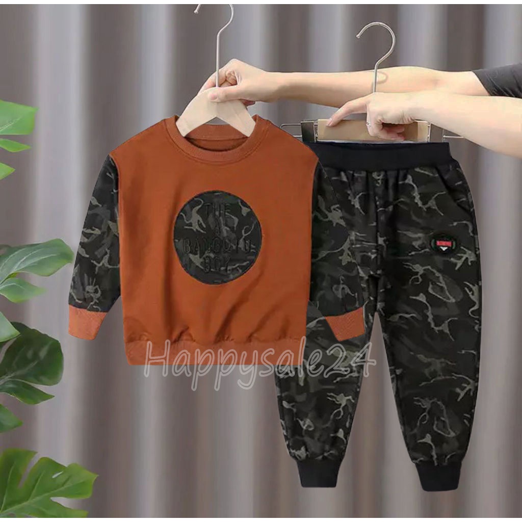 Setelan Sweater Anak Laki laki Baju Anak Celana Jogger Motif SPVTN Army  Usia 1-5 Tahun