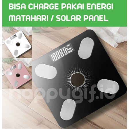 Timbangan Badan Digital Smart Scale Body Fat Monitor Solar Baterai App Weight Scale SmartApp Weight