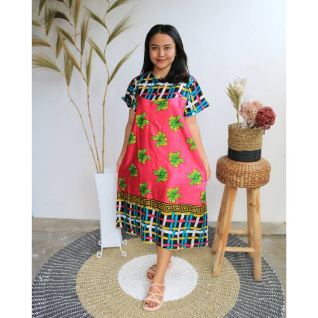 Daster Busui Daster Klok Motif Pita Kotak Disya Fashion