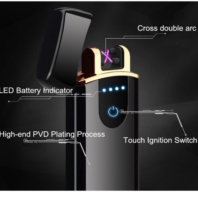 Korek Api Elektrik Usb Fingerprint Touch Screen Touchscreen Sentuh Electric Lighter Slim