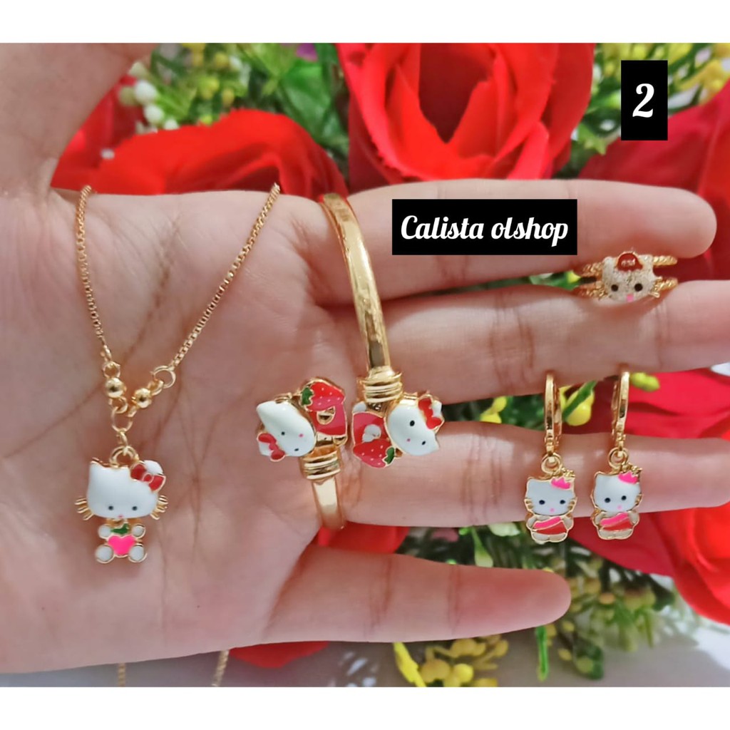 set anak banggel hello Kitty silver gold (COD)