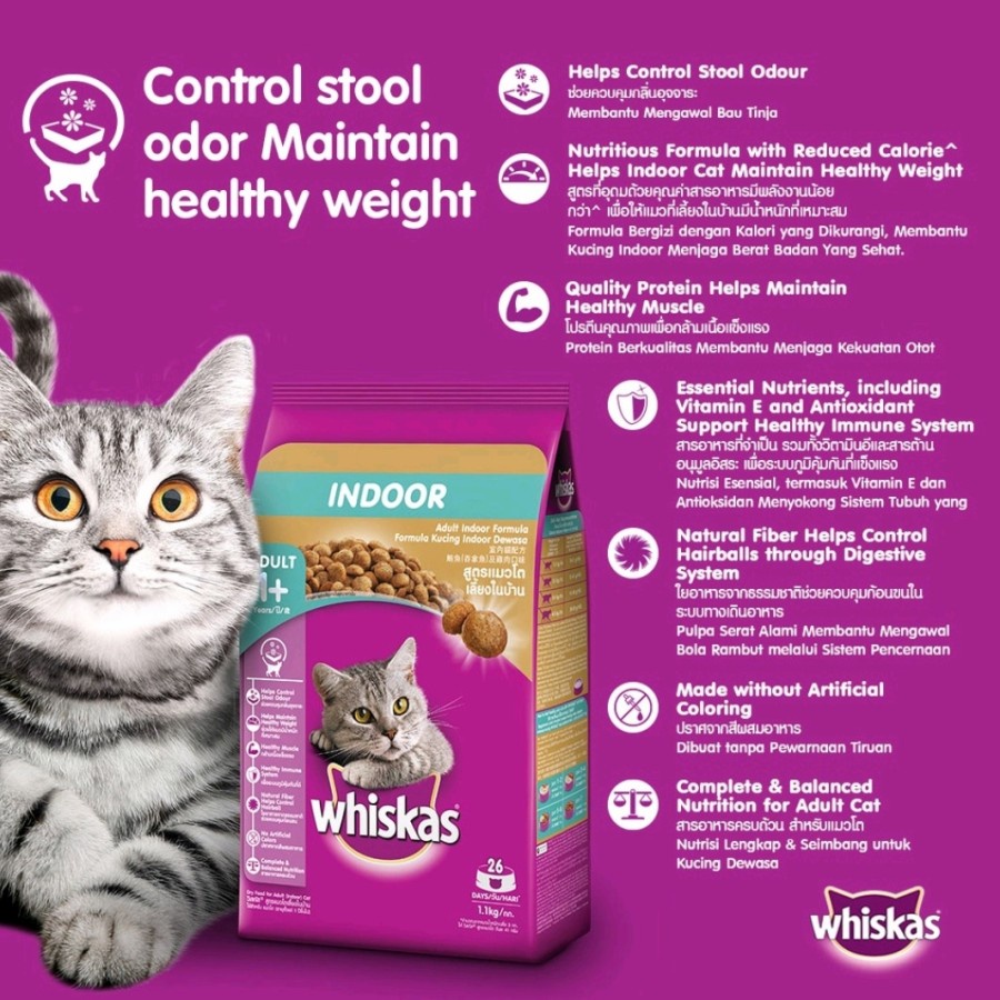 Whiskas Indoor 450gr Freshpack Whiskas Adult Indoor Makanan Kucing