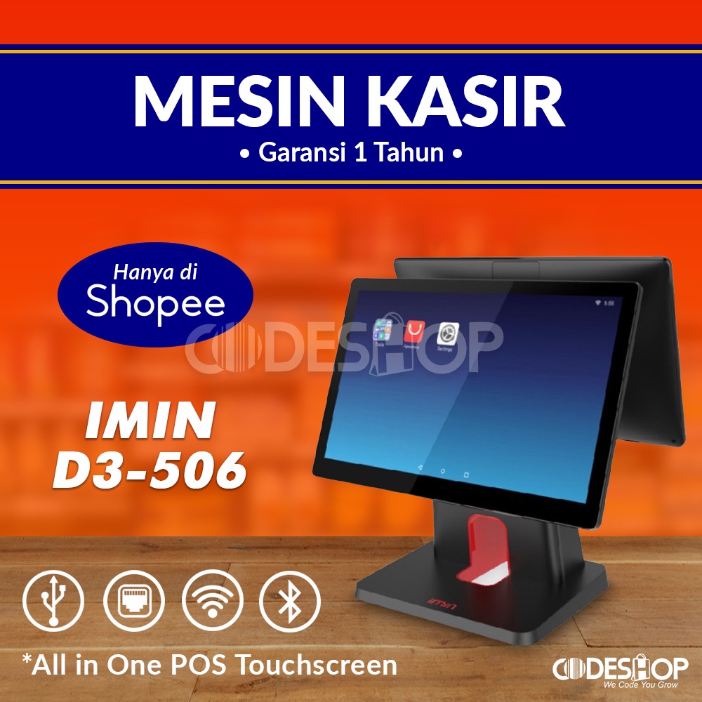 Mesin Kasir POS Touchscreen IMIN D3-506 Android Dual Display 4GB/16GB