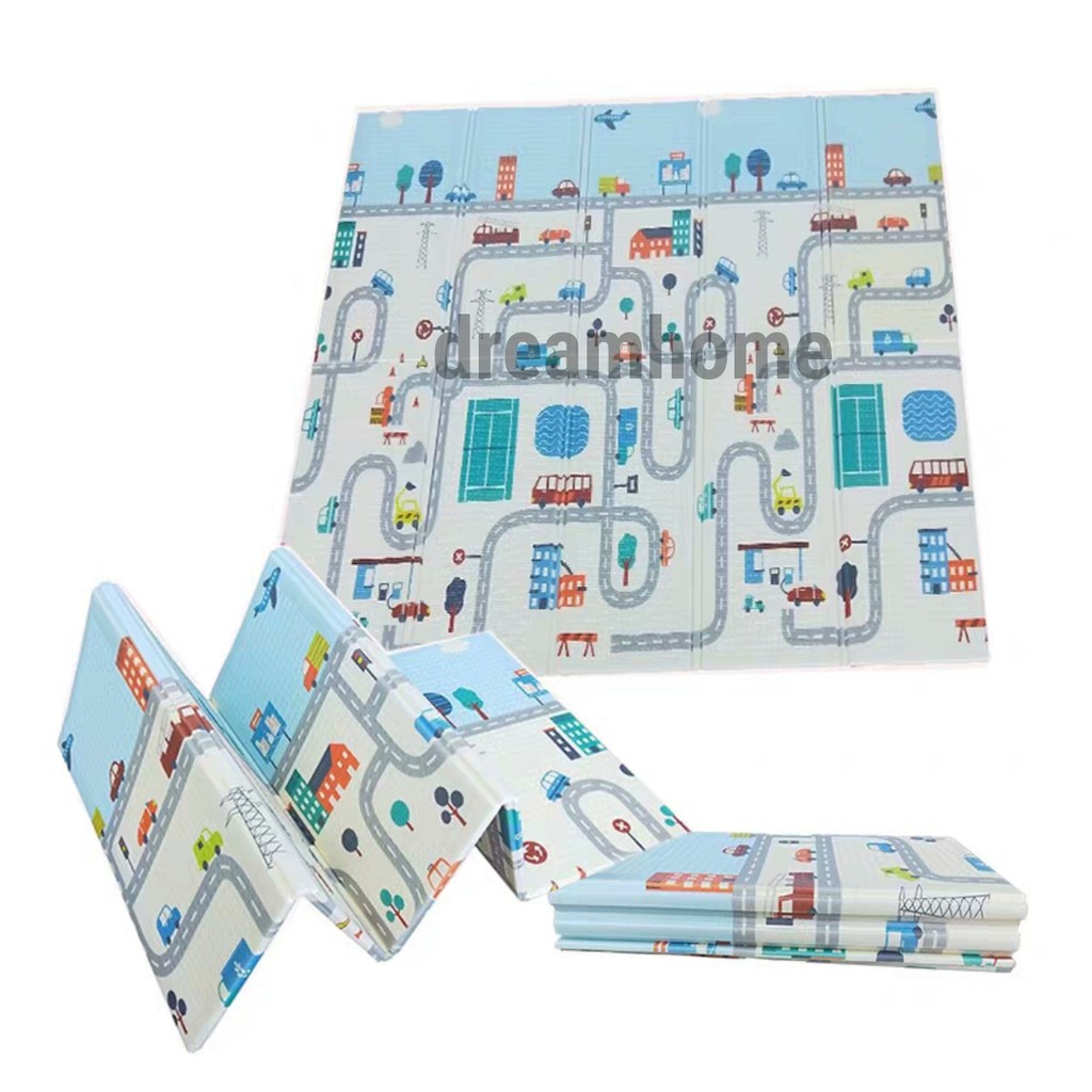 Playmat Premium Anak Bayi Lipat Tebal 1Cm Double Pad Karpet Anak Playmat Kartun-3