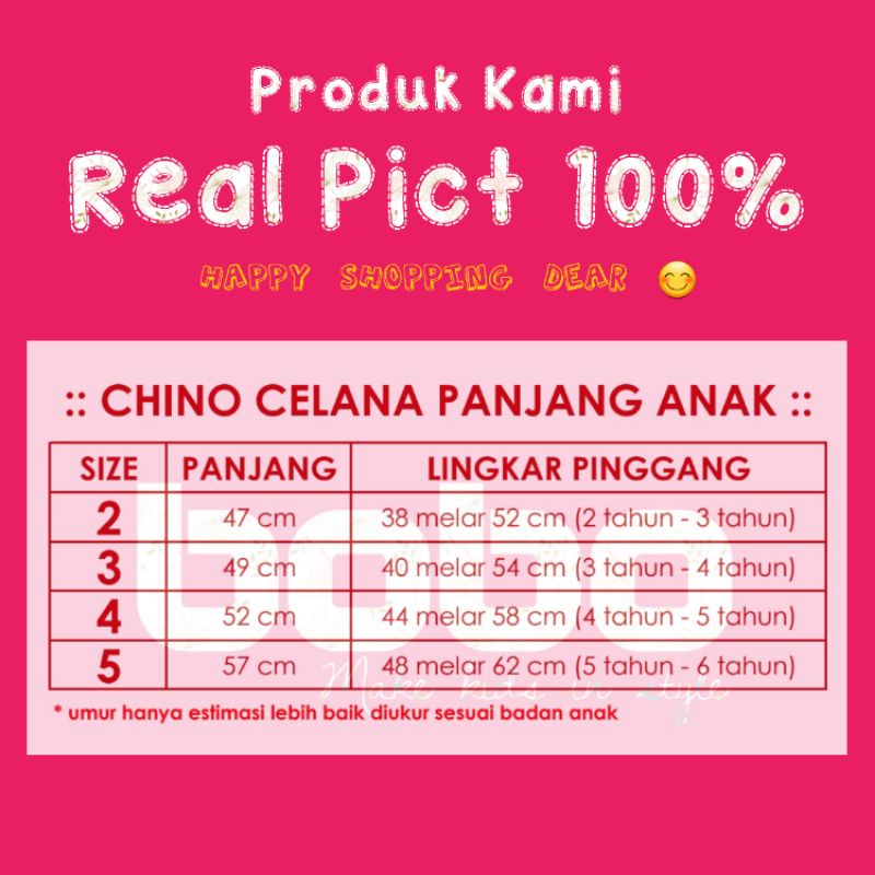 CHINO CELANA PANJANG ANAK 2 - 6 TAHUN