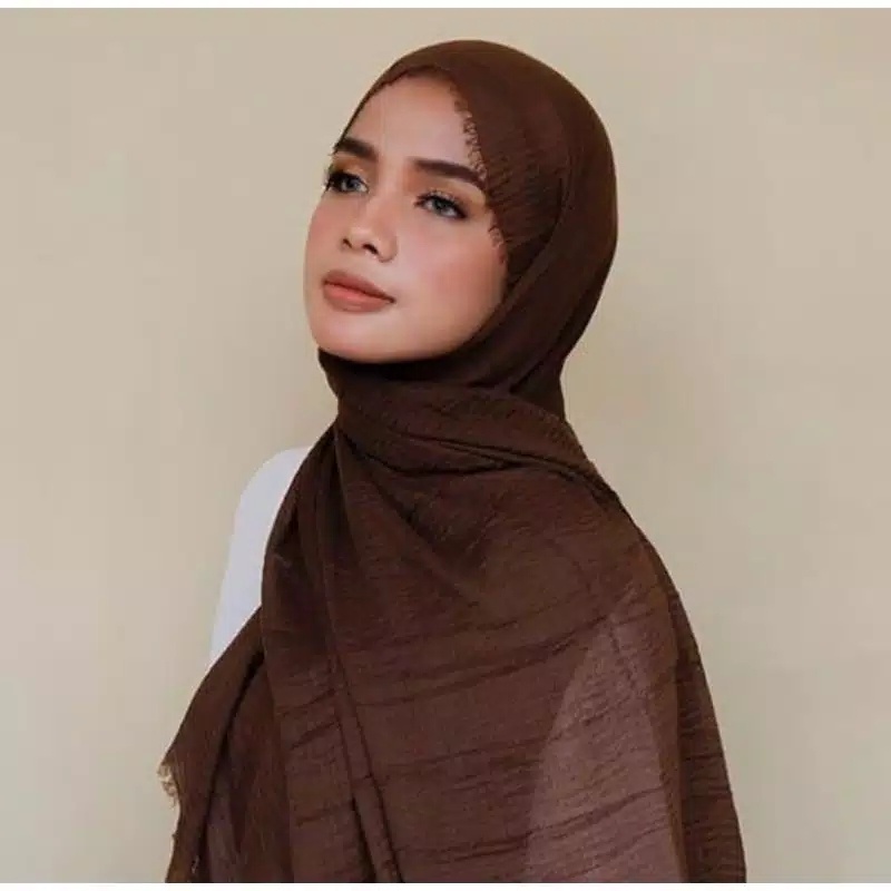 Termurah Pashmina Crinkle Azara / Pashmina Crinkle / Crinkle Azara-Dark brown
