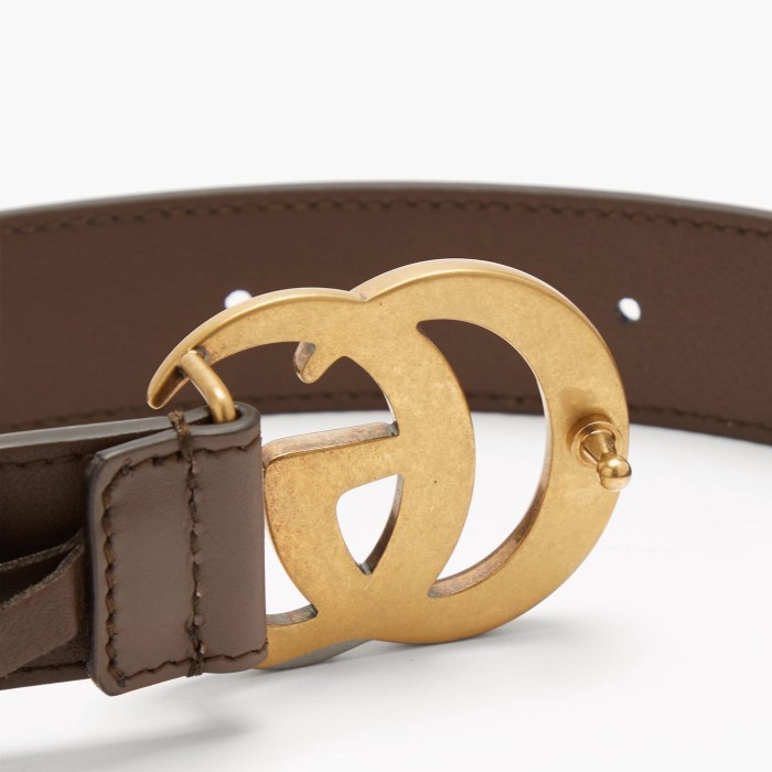 GG Marmont Supreme and leather belt 3cm - Brown