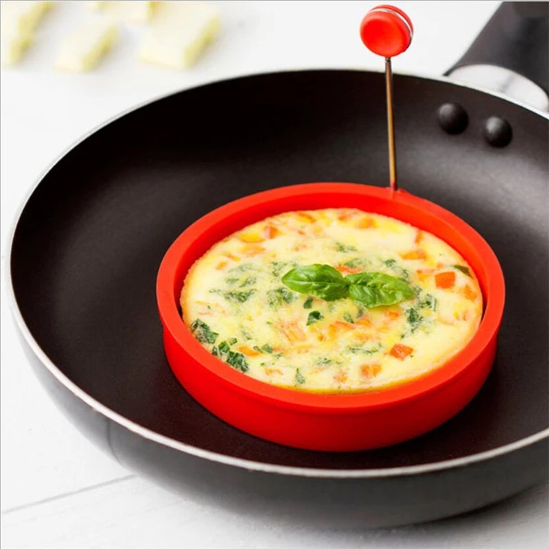 Cetakan Telur Omelet Pancake Bentuk Bulat Dan Hati Bahan Silikon Anti Lengket Untuk Dapur