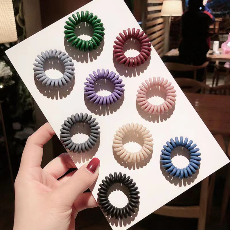 (Hello Girl)F63 Ikat Rambut Wanita Spiral Warna Polos Impor