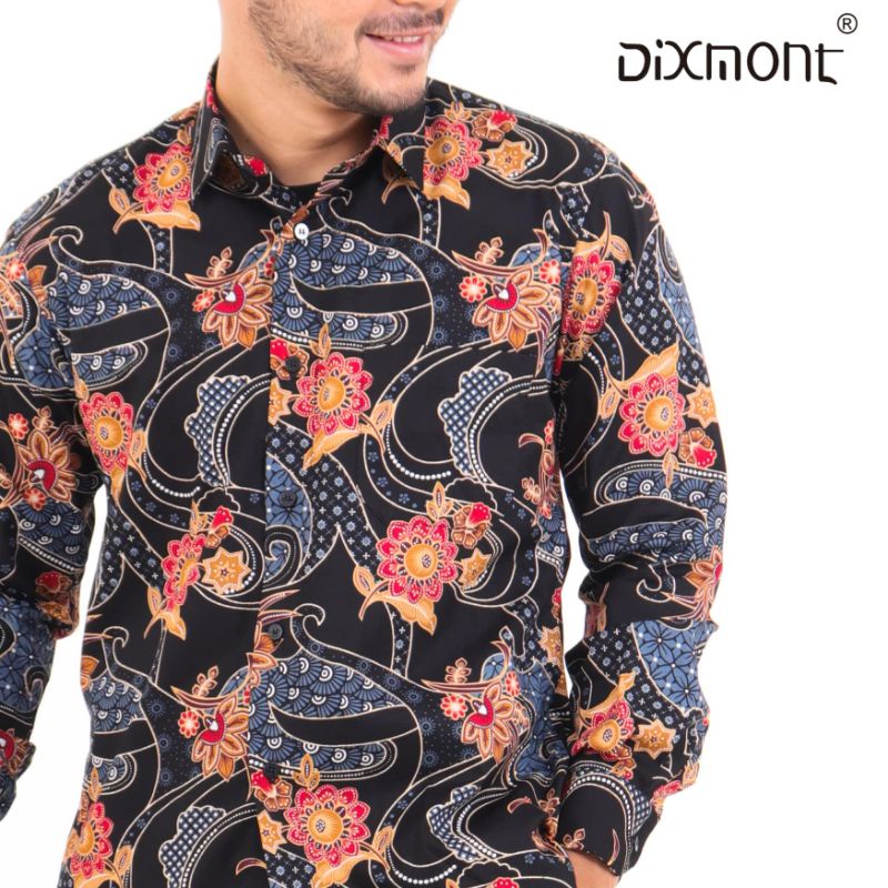 Dixmont Kemeja Pria Batik Panjang Hem BL00821