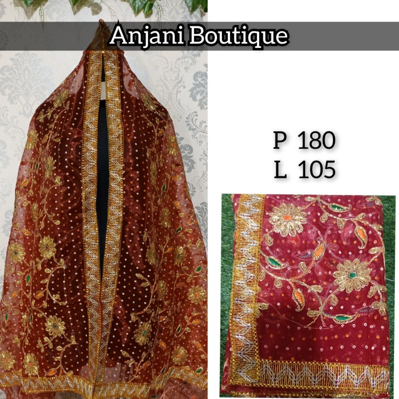 Selendang india import / dupatta india-Maroon 2