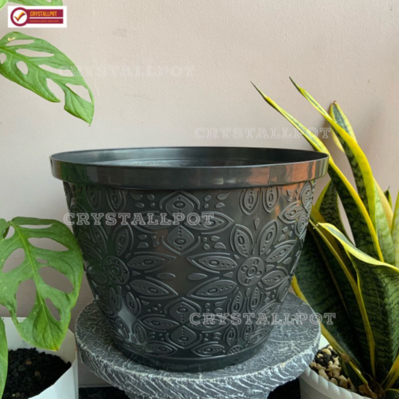 pot bunga tanaman shallom motif batik 30 hitam - BATIK 30 HITAM