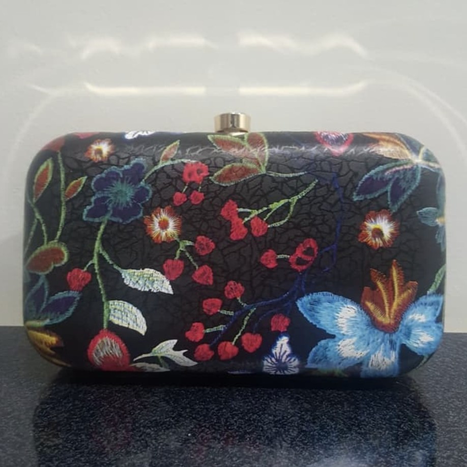 Tas Pesta Wanita Import Black Bunga