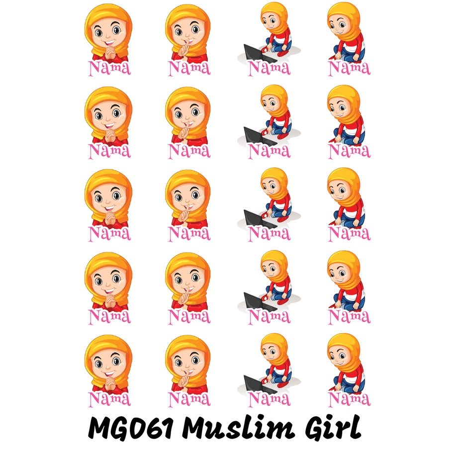 

Sticker Nama Cutting Label Waterproof Tahan Air Muslim Girl 61 (MG061)