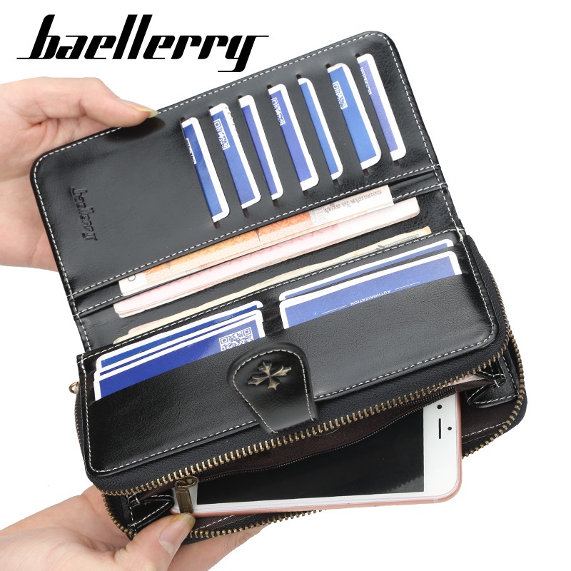 DOMPET PANJANG WANITA BAELLERRY KULIT HITAM DOVENA WA593B5 IMPORT RESLETING KARTU UANG KOIN TALI PENDEK PREMIUM KOREA REMAJA KEKINIAN BRANDED BATAM