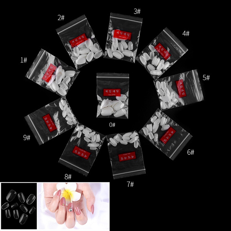 &lt; E2id &amp; &gt; 500pcs / Set Kuku Palsu Pendek Bentuk Elips Bahan Akrilik Untuk Nail Art