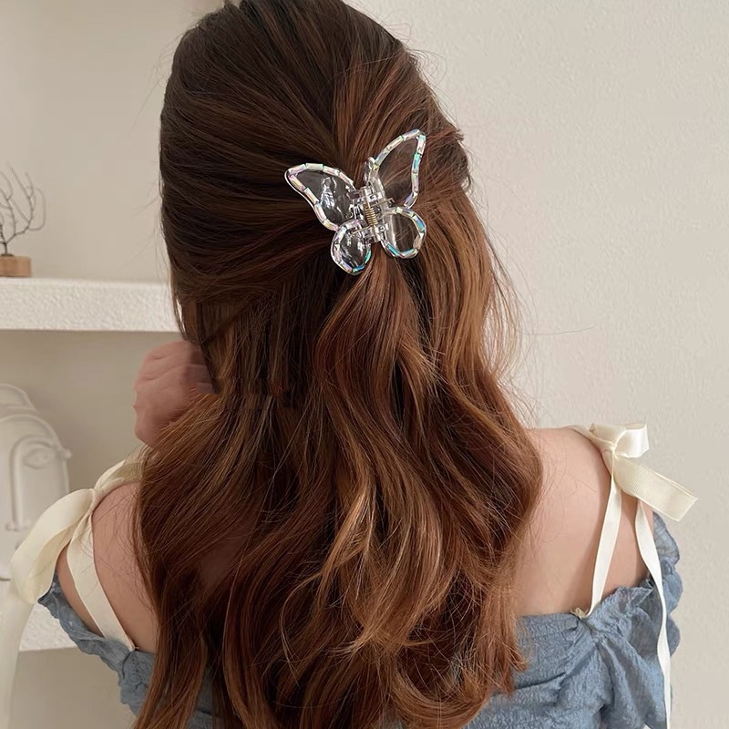 Korean Style Transparent Butterfly Hair Clip Retro Temperament Acrylic Clip