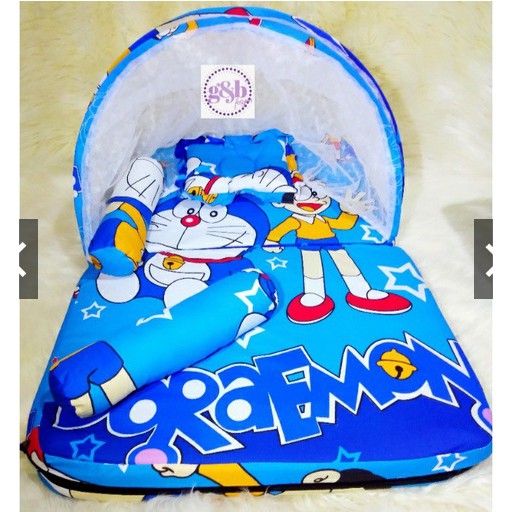 Kasur Bayi Lipat Kelambu Set Baru Lahir Murah Doraemon