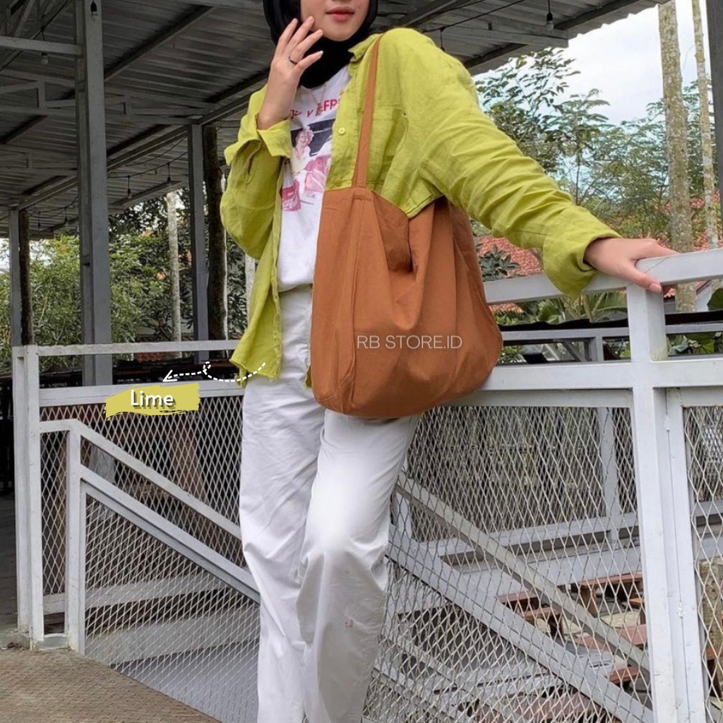 Kemeja Wanita Linen Oversize Olivia Shirt Linen Pocket