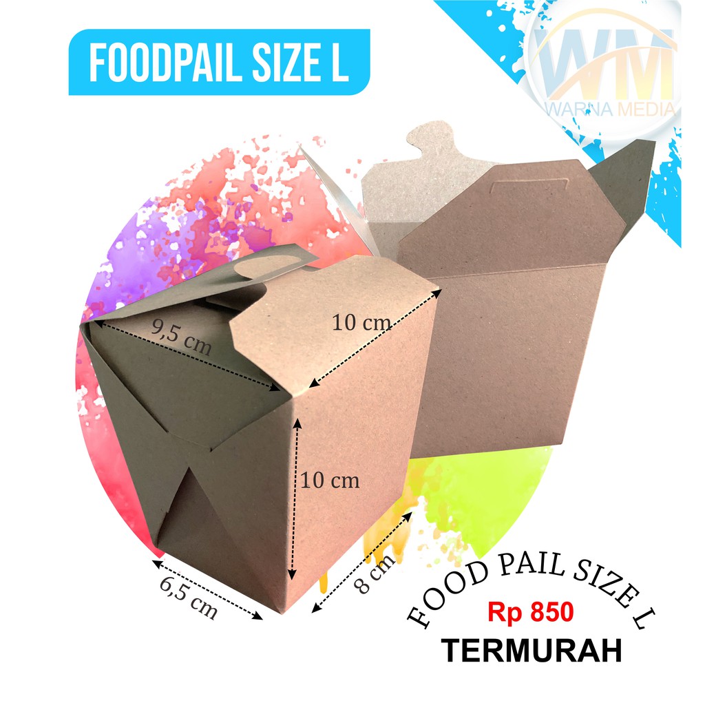 Termurah Food Pail Large full Laminating, Kemasan Rice Box Bento polos, Paper Pail, Rice Bowl, Kraft