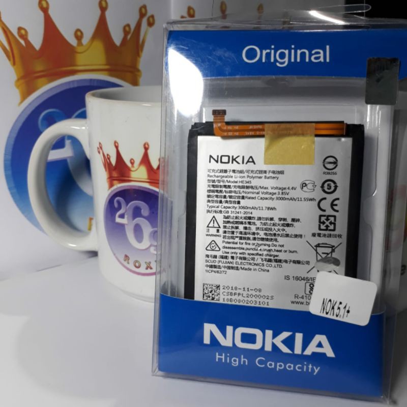 Batre Nokia 5.1 Plus 6.1 Plus HE345 Original Ori Baterai Batrei Batrai Battery Batu Battre Batterai