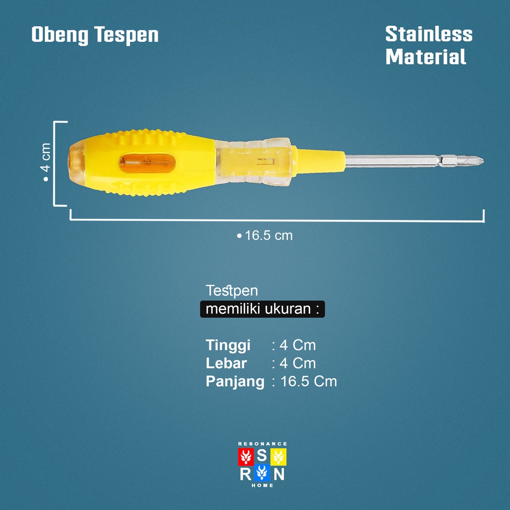 Obeng Tespen Gagang Karet Bolak Balik / Testpen Screwdrive Resonance Home