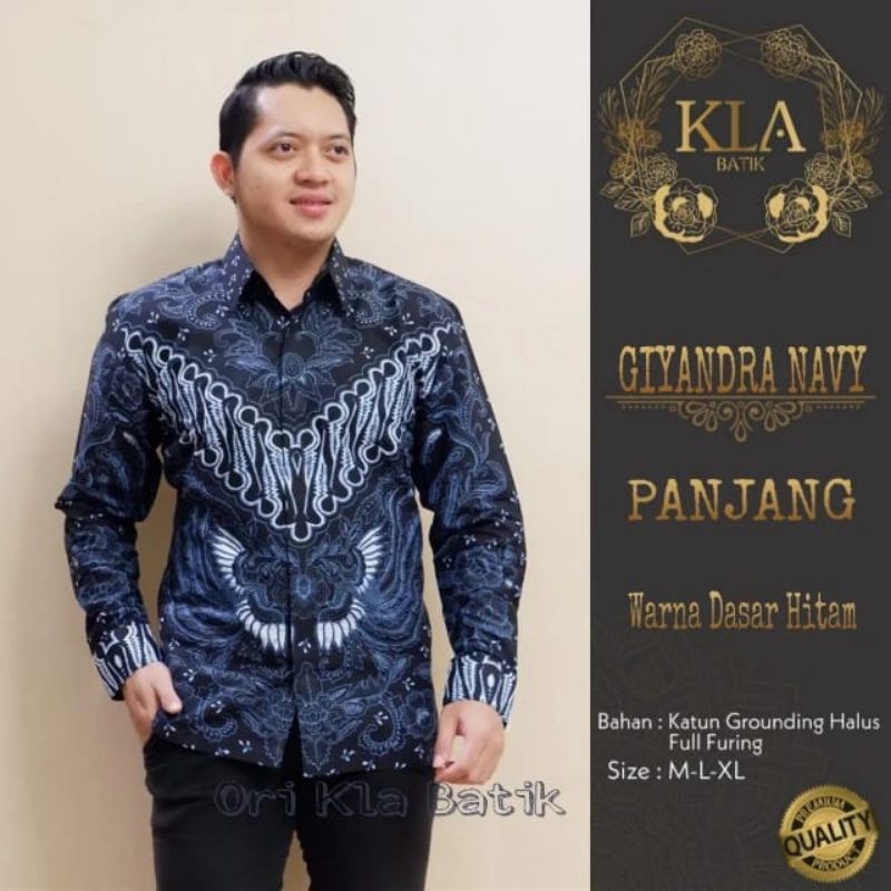 GIYANDRA NAVY BATIK PRIA LENGAN PANJANG