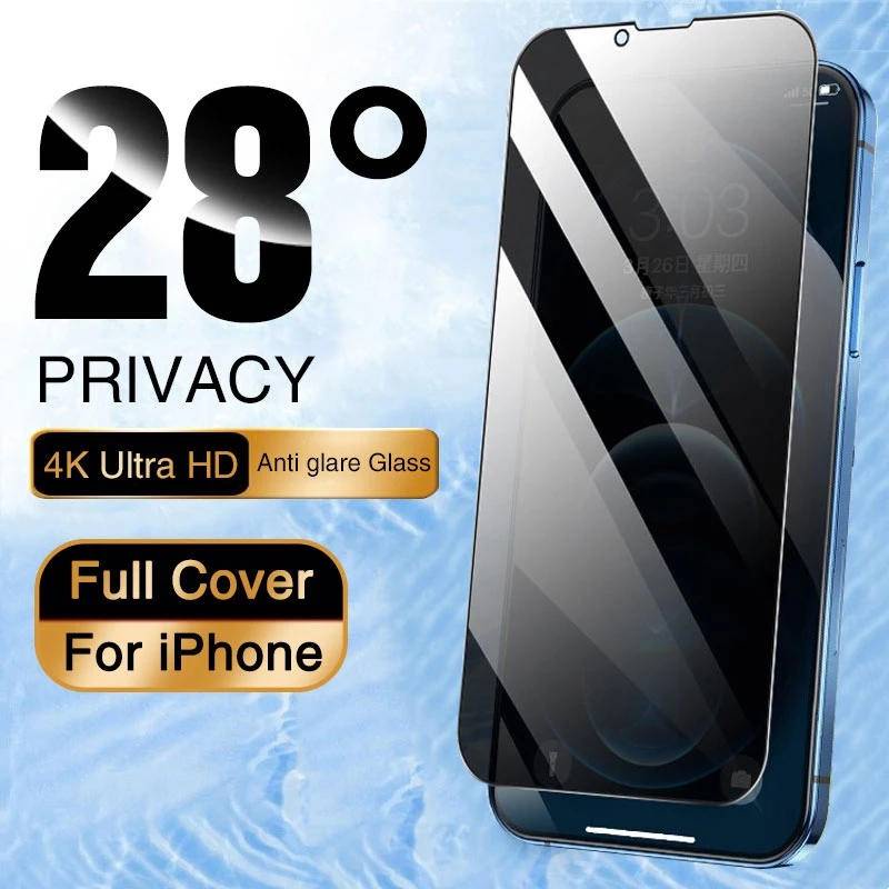 Pelindung Layar Tempered Glass Anti Spy Untuk iPhone 13 12 11 Pro MAX X XS MAX XR SE 2022 2020 7 8 6 6s Plus