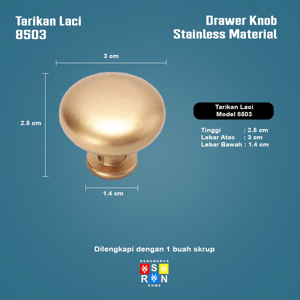 Tarikan Laci Coating Gold 8503 / Handle Gagang Pintu Laci Lemari Resonance Home