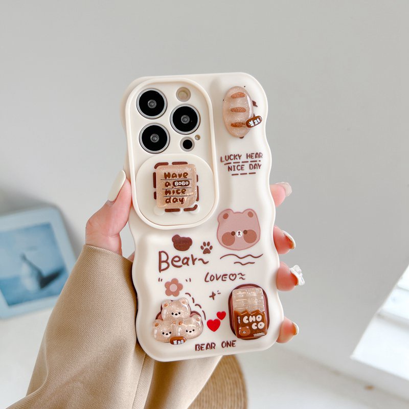 Soft Case Pelindung Kamera Motif Boneka Roti Donat Beruang Untuk IPhone 11 12 13 14 Pro Max