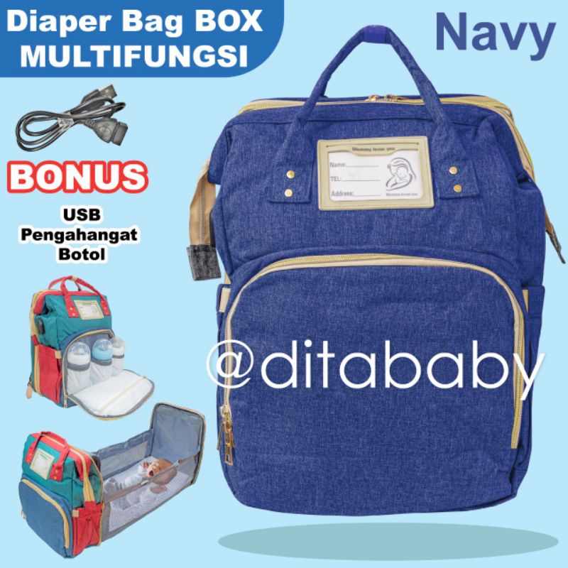 diaper bag Upgrade TAS RANSEL DIAPERS Tas Kasur Bayi Diaper Bag Box Multifungsi CANVAS ANTI AIR