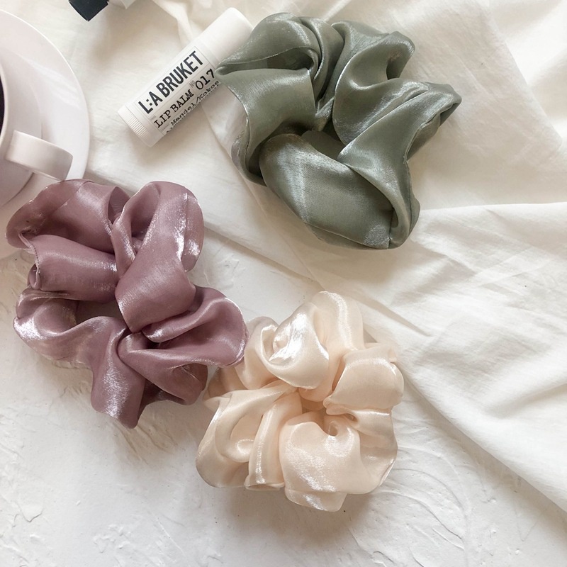 HIGH-END BIG SCRUNCHIE SOLID COLOR SCRUNCHIES WARNA POLOS SATIN BESAR IKAT KARET RAMBUT AKSESORIS ELEGAN KOREA HAIR TIES RIBBON ACCESSORIES