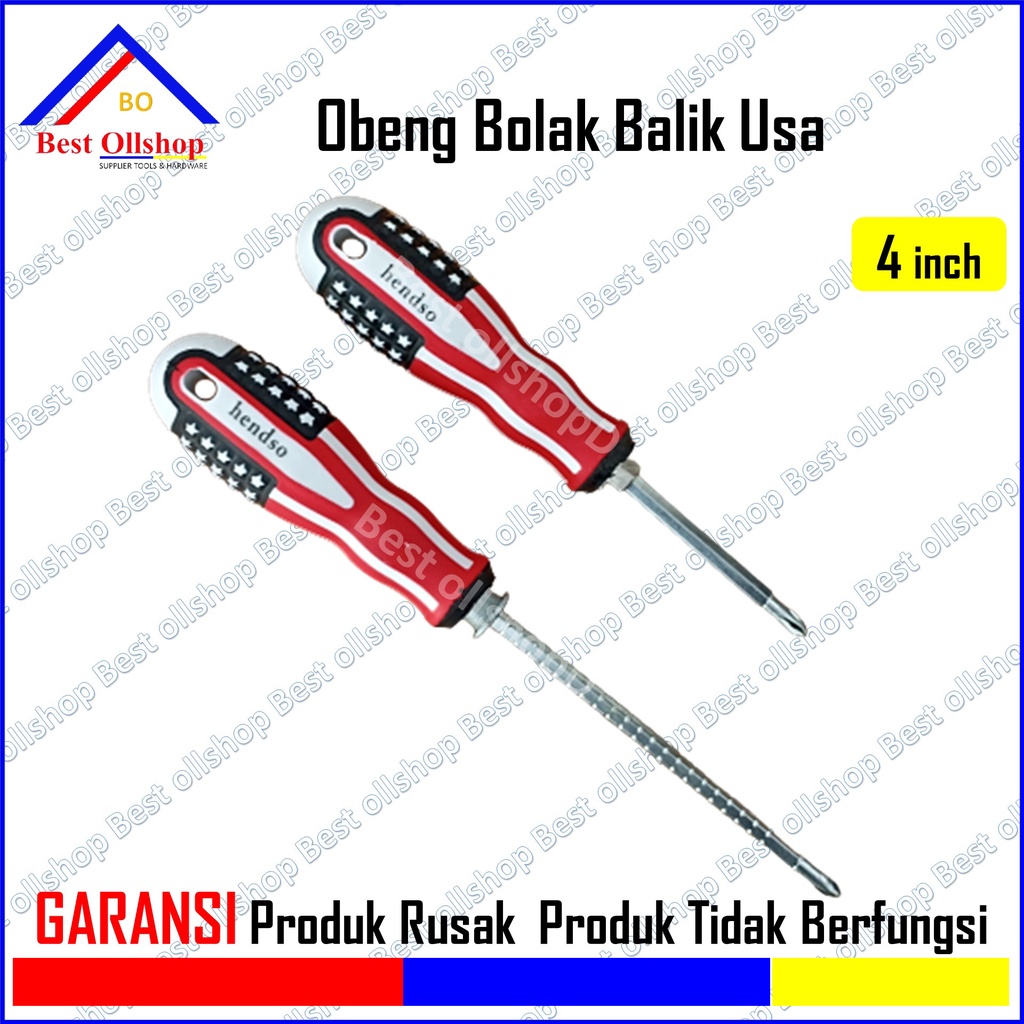 Obeng Bolak Balik USA 4 Inch / Track / Obeng Magnet / Obeng Plus Minus