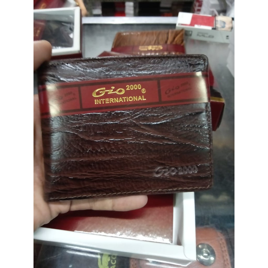 DOMPET PRIA IMPORT G2000 MOTIF SERAT KAYU MATERIAL KULIT ASLI / DOMPET PENDEK / DOMPET LIPAT