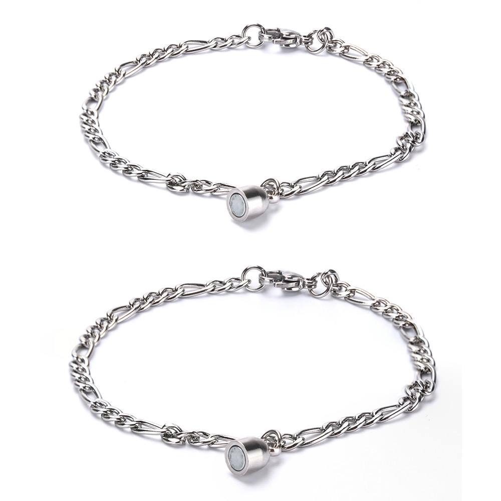 2 Pcs/ Set Adjustable  Stainless Steel Magnet Couples Bracelet / Attractive Chain Link Bracelet Valentine'Day Gifts