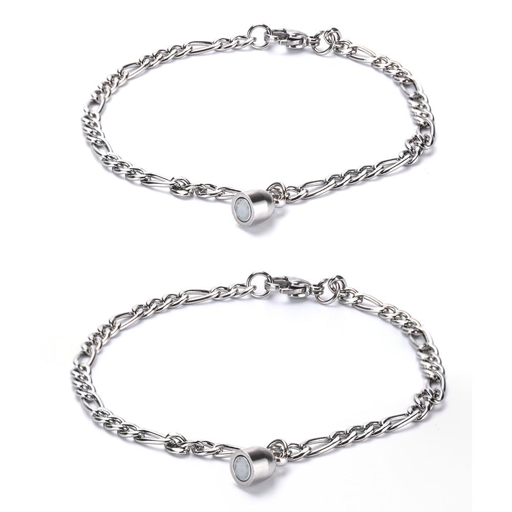 2 Pcs/ Set Adjustable  Stainless Steel Magnet Couples Bracelet / Attractive Chain Link Bracelet Valentine'Day Gifts