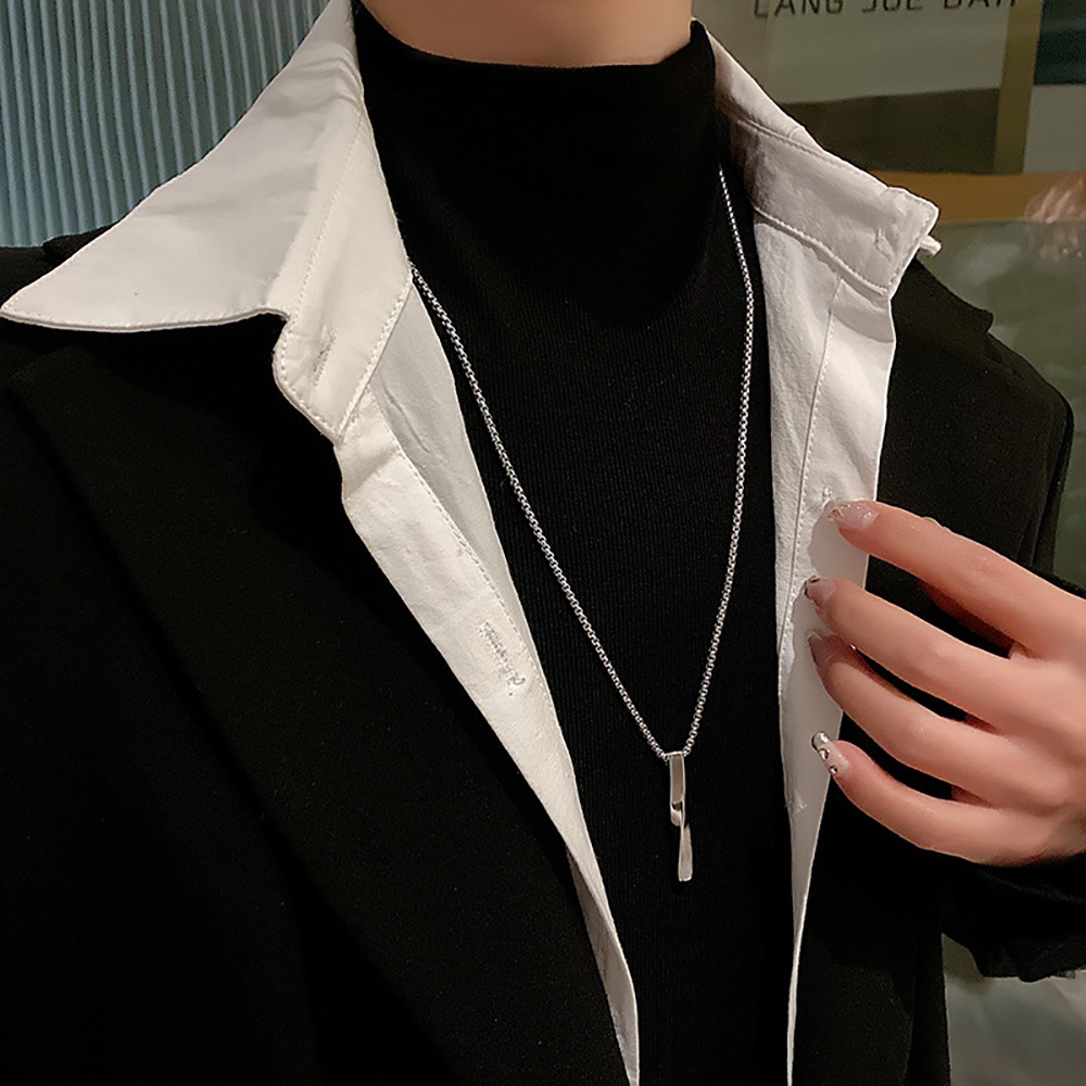 Needway  Simple Spiral Necklace Hip Hop Pendant Necklace Clavicle Chain Punk Creative Men Rectangle Minimalist Boys Fashion Jewelry/Multicolor