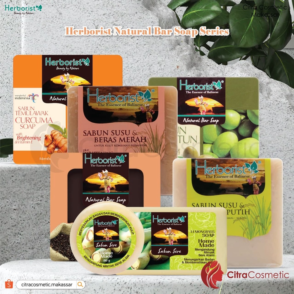 Herborist Natural Bar Soap Series Beras Hitam | Beras Putih | Zaitun | Curcuma | Beras Merah | Sere