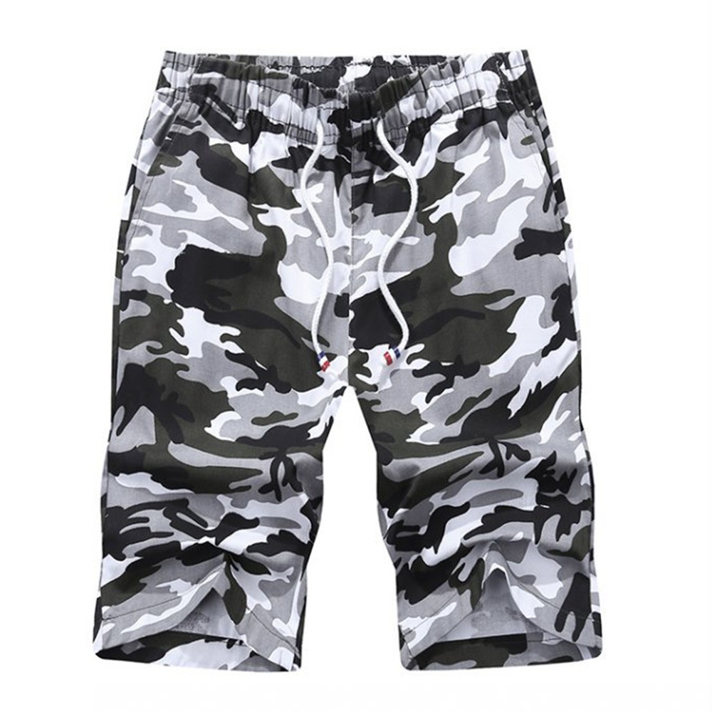 Ko @ Celana Pendek Casual Musim Panas Motif Camo untuk Pria