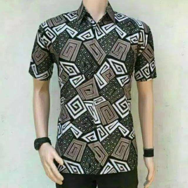 Distro Batik Hrb026 Kenongo Kemeja Tosca Pendek Pekalongan  Pad M L Xl Sogan Tulis Halus Bagus Laris