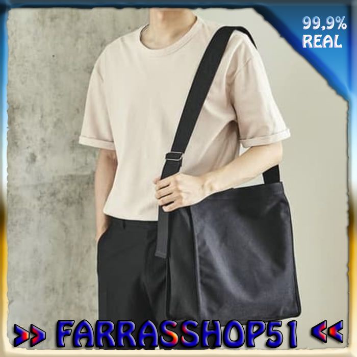 Tas Selempang Wanita Korean Shouder Bag Kanvas Import - Putih