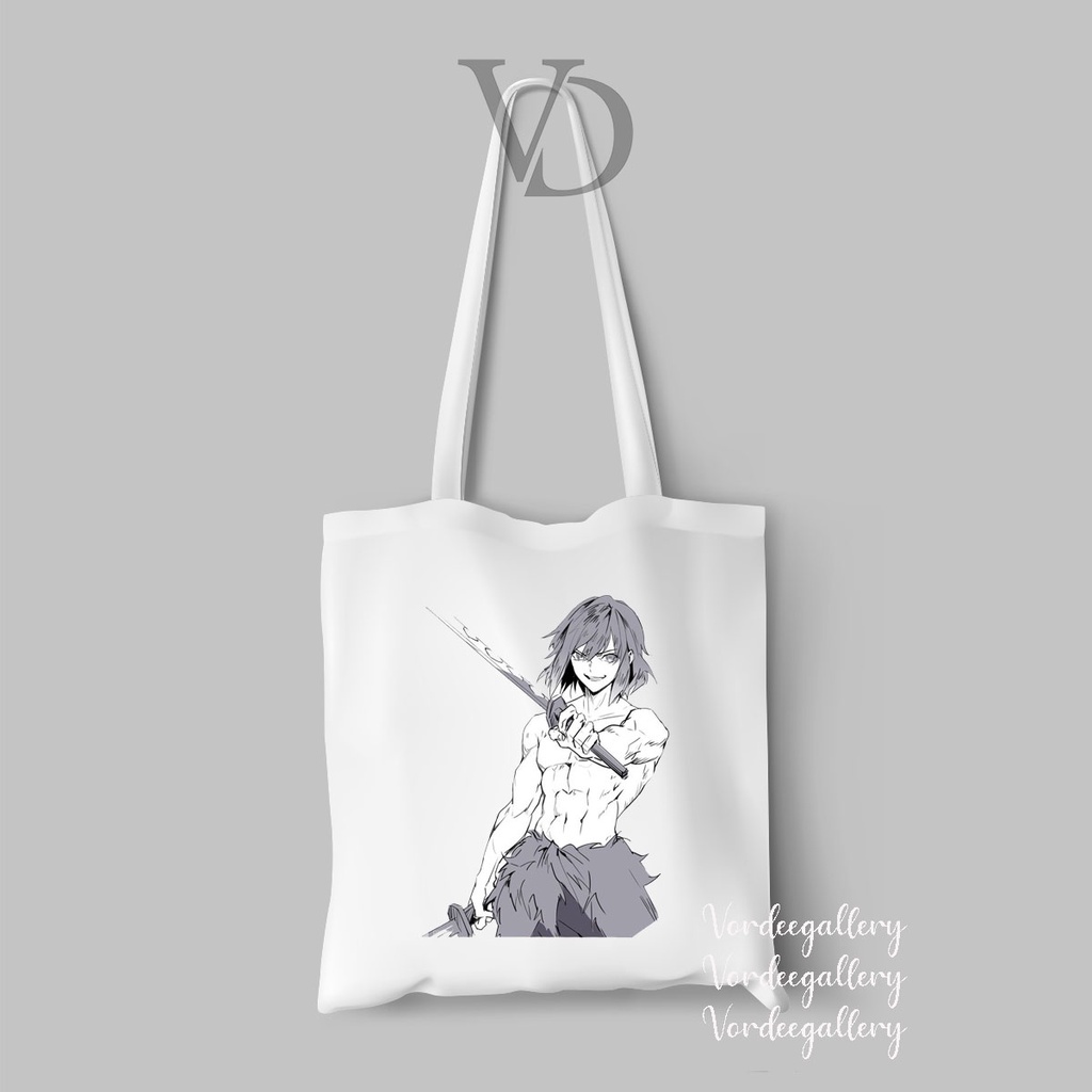 tote bag kanvas gambar demon slayer / tas anime jepang